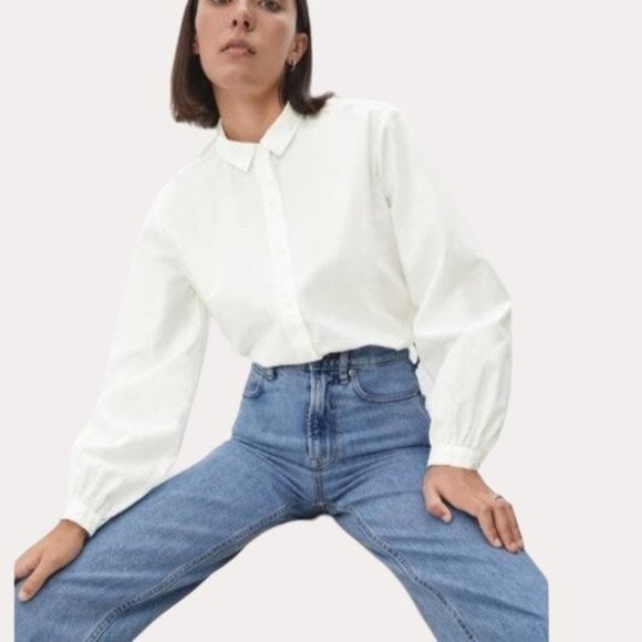 Everlane Tops - Everlane Girlfriend Organic Cotton Button Front Blouse Top 10 NWT